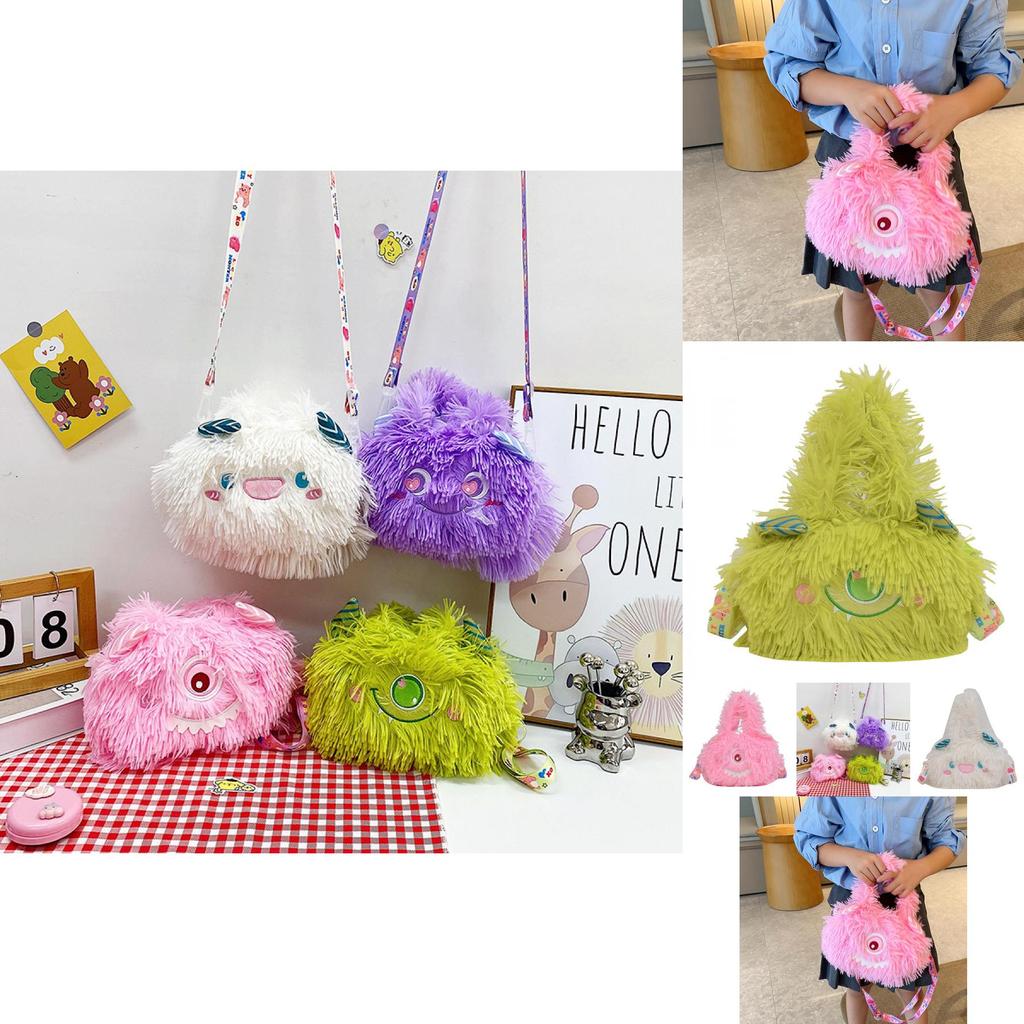 Entzückende Plüschmonster-Schultertasche für Mädchen, weich und leicht, Handtasche für Kinder