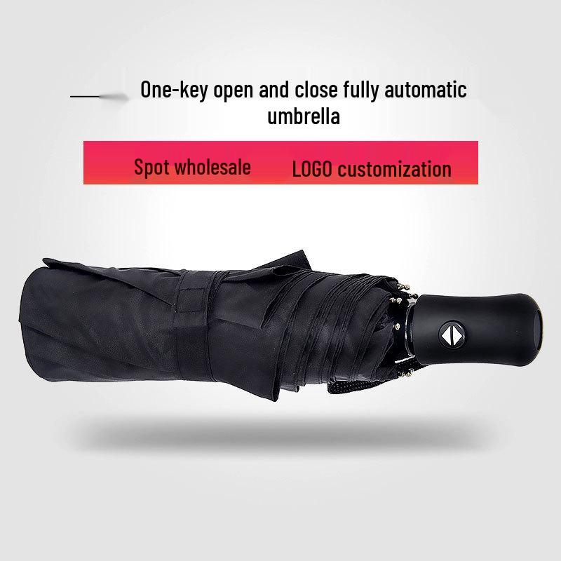 Men's Extra Large Solid Color Automatic Folding Umbrella - Self-Opening & Closing, Three-Fold Design, Sun & Rain Protection, Ideal for Business.