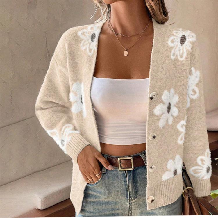 Winter Women's Fashion Loose Knit Cardigan Coat Long Sleeve Temperament