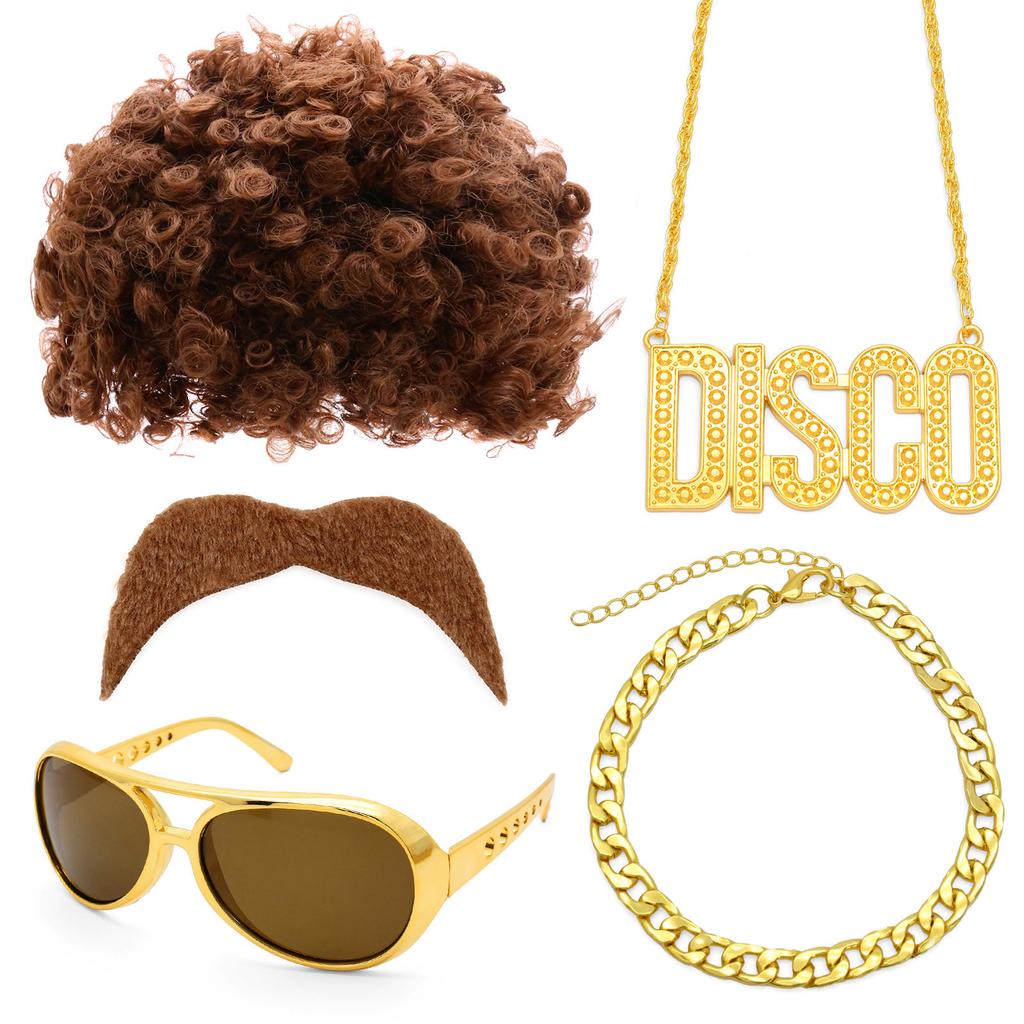 60Th Generation Hippie Fake Sunglasses Beard Necklace Set Cosplay Party Dress Up Props