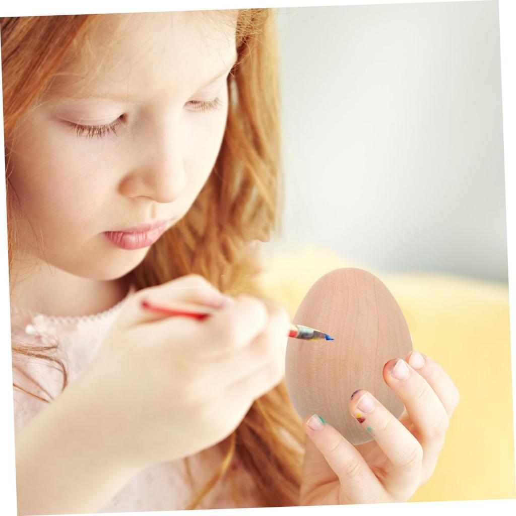 Healifty Holzeier, Set mit 6 Stück, Unbemalte Dummy-Eier, für Tole-Malerei, DIY-Basteln, Handgefertigte Eiformen, Spielzeug, Rollenspiel, Lebensmittelmuster,