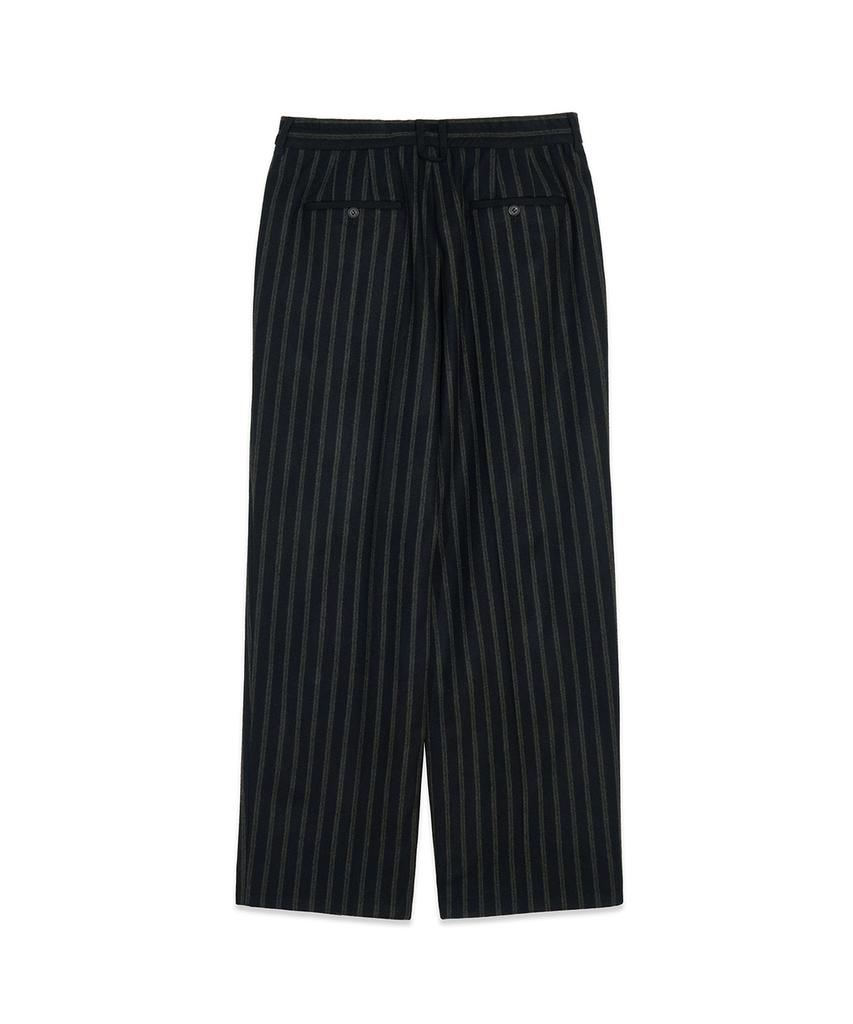 ZNO Striped Wool One-Pleat Pants