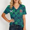 Women's Casual Short Sleeve V-Neck T-Shirt with Soccer Flag Print for Day Fan Wear