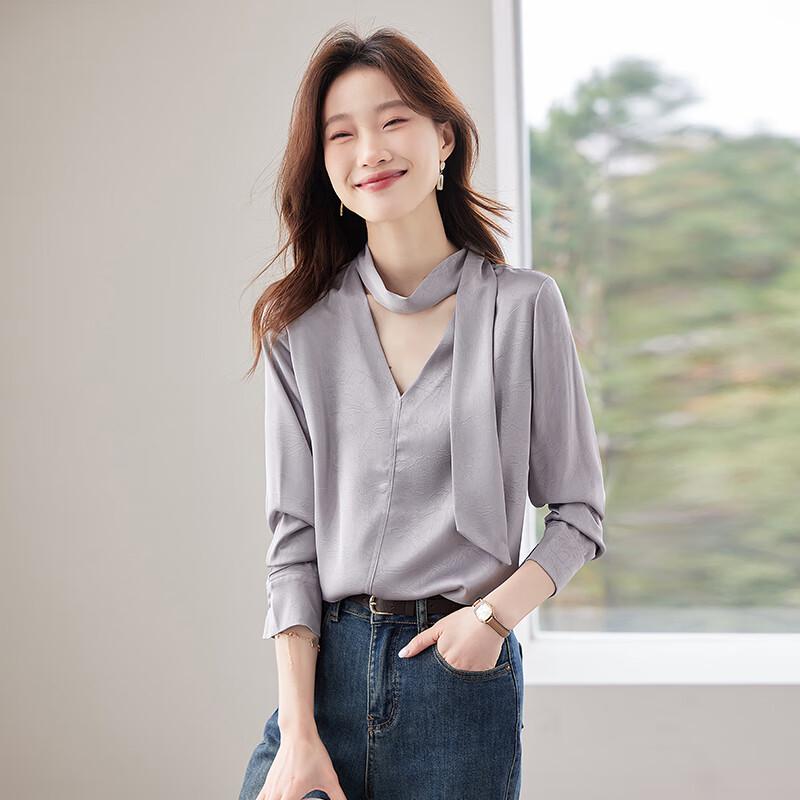 

Traoliman Women s V-Neck Commuter Blouse L