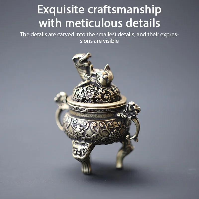 Vintage Alloy Incense Burner Stick Holder Three Legged Hollow Out Mini Sandalwood Censer Incense Burner Home Decoration