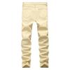 Street Men's Motorcycle Wrinkled Ripped Jeans Slim Fit Elastic Leggings Denim Pants Men