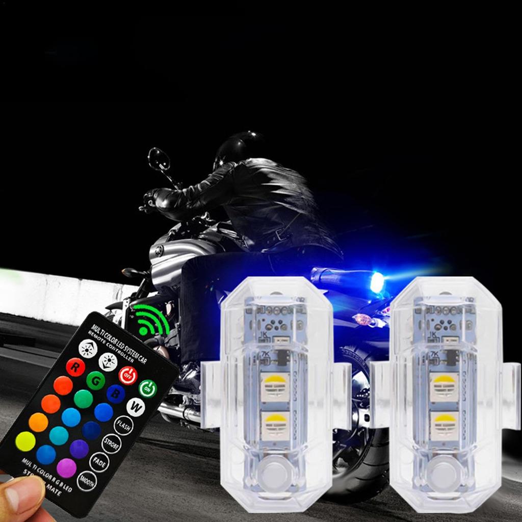 Wireless Flashing Lights, Motorcycle RGB Light, LED Anti-Collision Lights with Remote for Car and