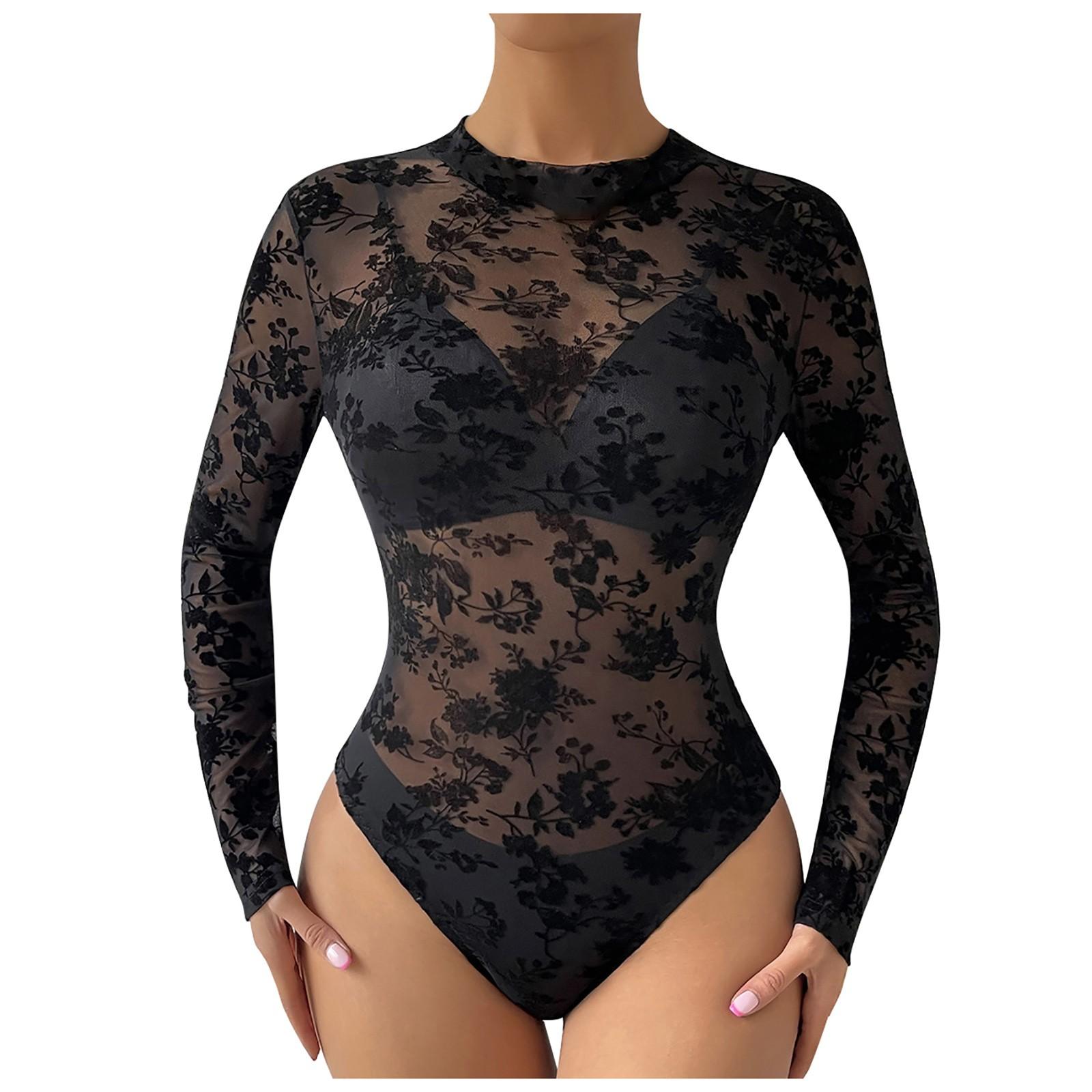 

Женский корсетный топ с длинным рукавом, бюстье, кружевные топы, сексуальное сетчатое нижнее белье, боди для выхода в свет M