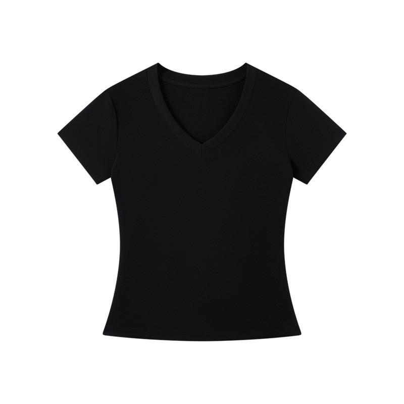 Casual White Cotton Blend Vneck Tshirt For Teen Girls Summer Wear