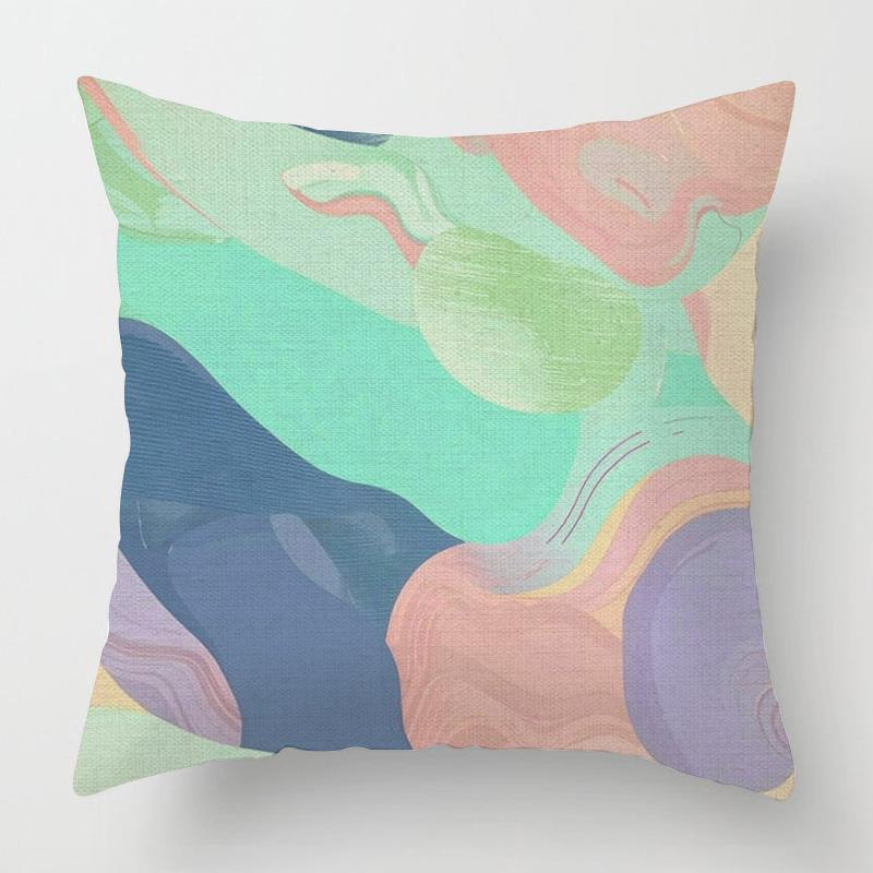 Home Decor Colorful Abstract Pattern Digital Printed Pattern Cushion Cover Suitable For Sofa Bedroom Car Pillow Cover