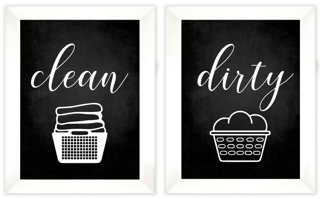 Inkdotpot 2 Piece Laundry Signs for Laundry Room Decor Wash Dry Fold Repeat Poster With Frame, Laundry Room Wall Art Signs Framed