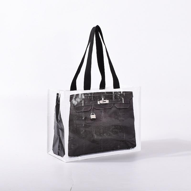 

Leisure and Fitness Supermarket Shopping Peripheral Advertising Bag Laminated Color Printing Woven Bag black; 41*31*21cm