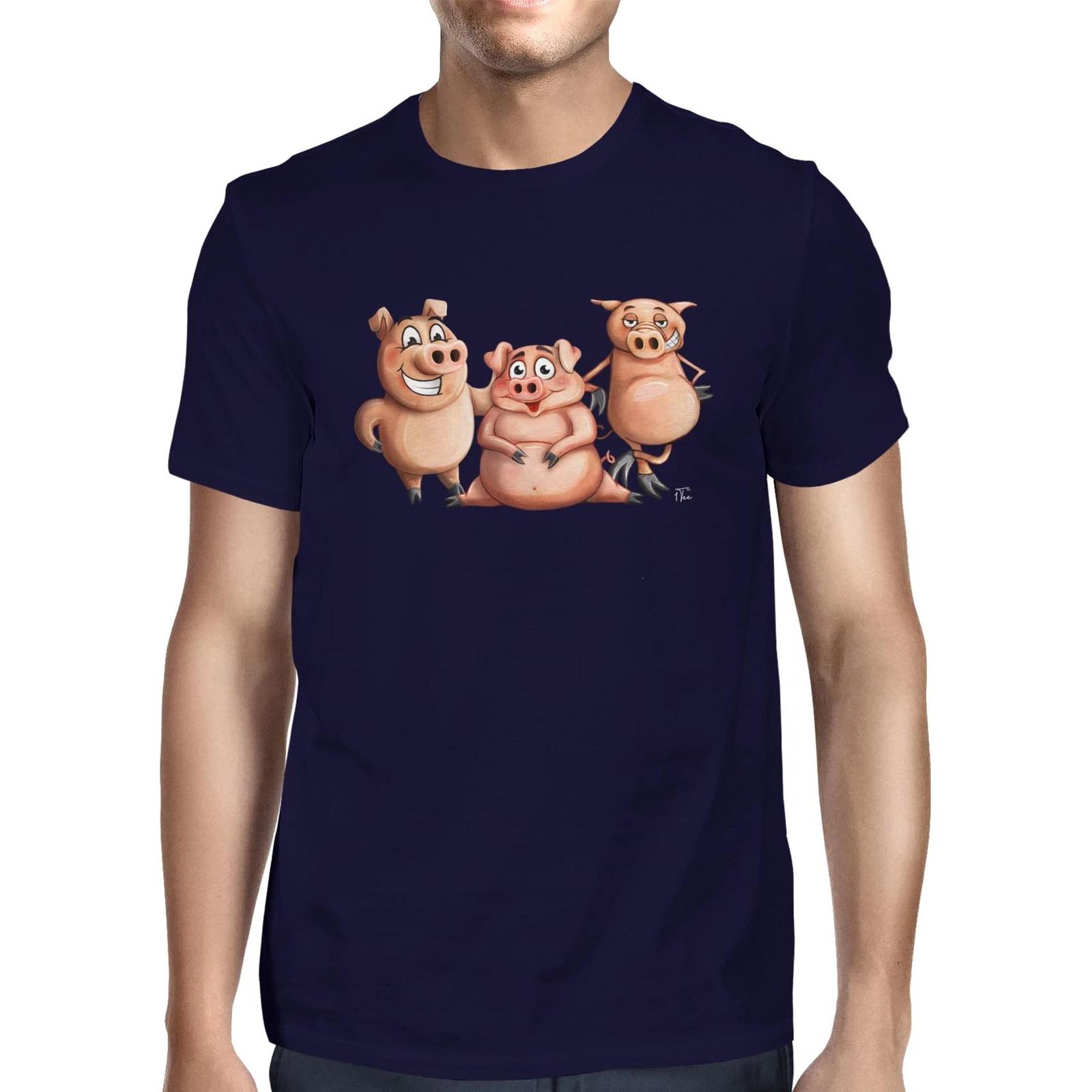 1Tee Mens 3 Chubby Pigs T-Shirt M