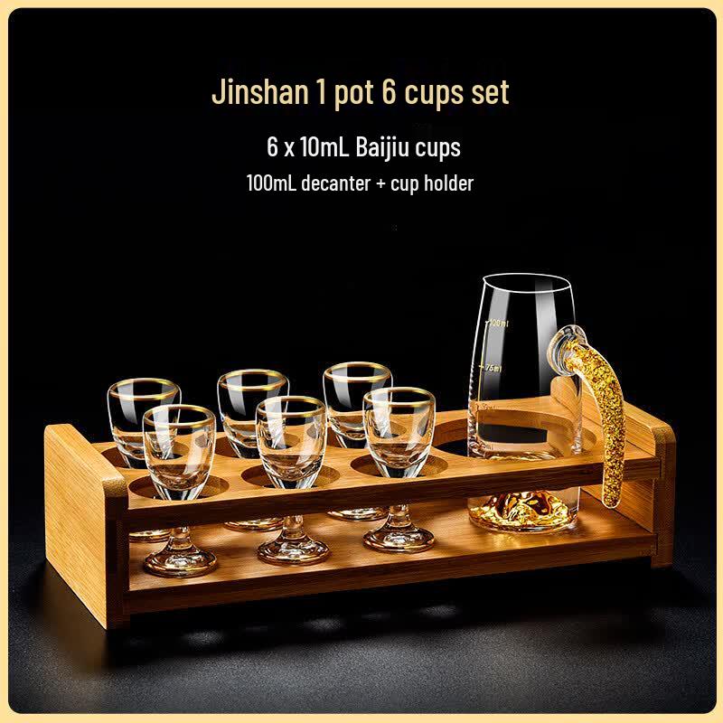 Shangqi Gold Rim Baijiu Glass and Decanter Set