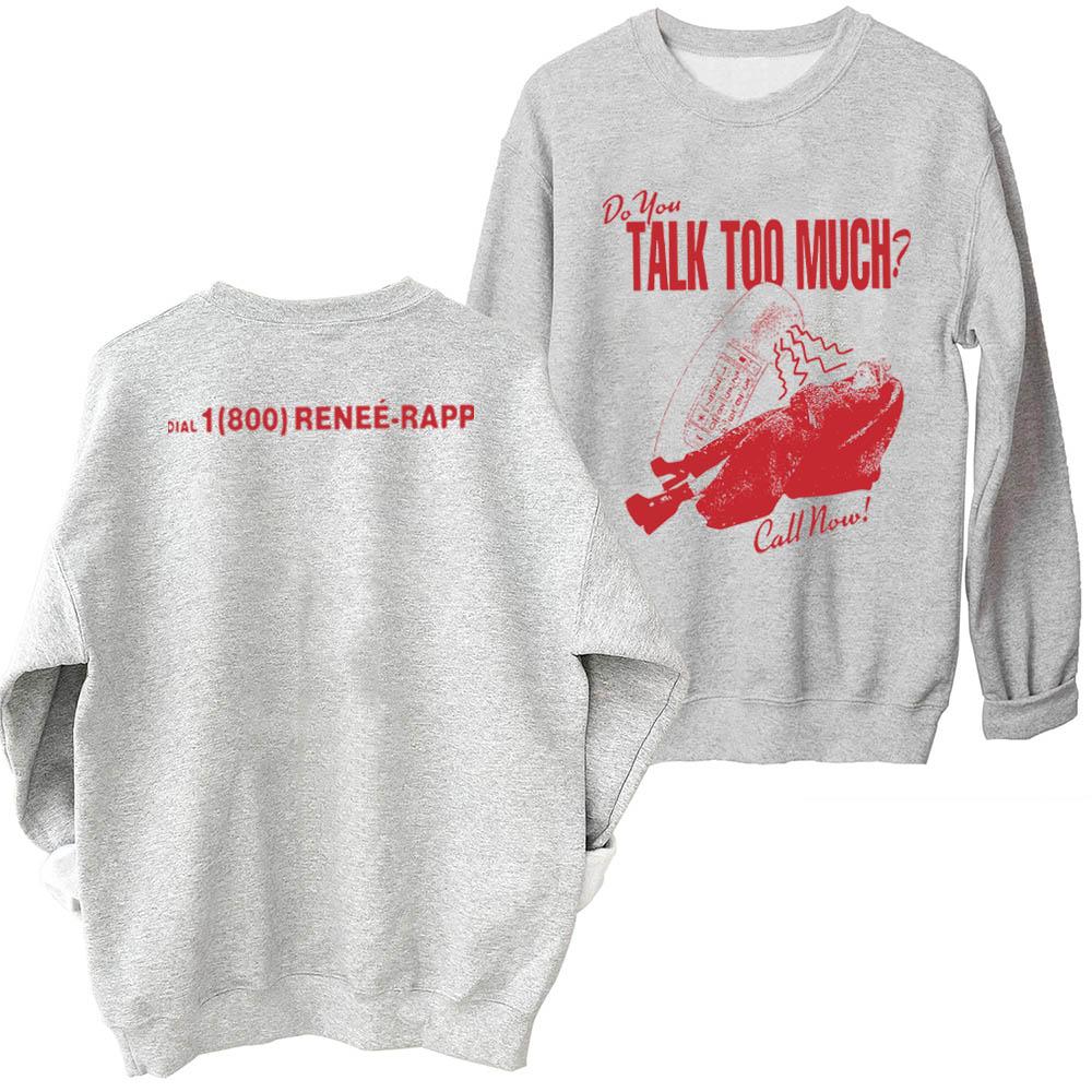 Reneé Rapp Talk Too Much Crewneck Hoodie Snow Angel Album Hoodie Reneé Rapp Oversized Sweatshirt Pullover Tops Unisex