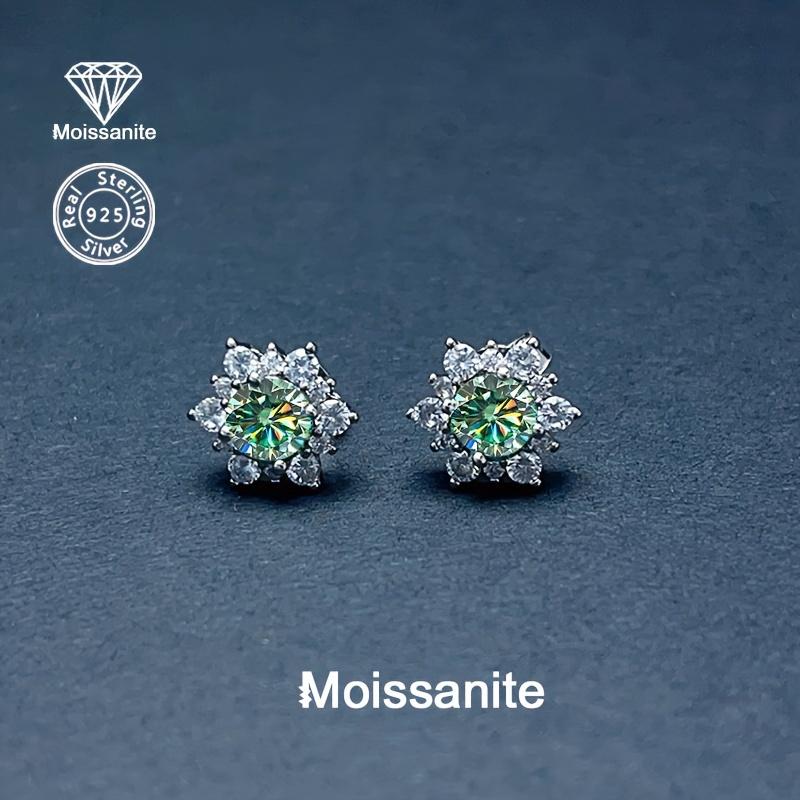 Elegant Turquoise Moisamite Snowflake Earrings - 925 Sterling Silver,Perfect for Valentine's Day,Everyday Holiday Parties,Weddings,Lightweight Design