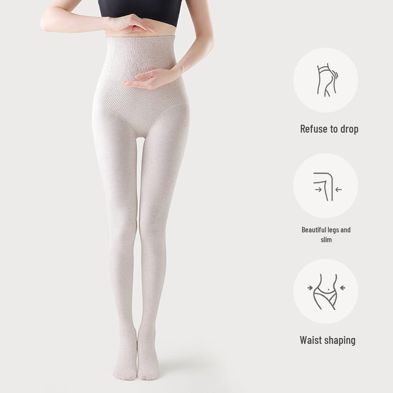 Women's Cashmere Base Layer Tights – High Waist, Thick Velvet, Warm Cotton Pantyhose with Vertical Stripes for Autumn/Winter