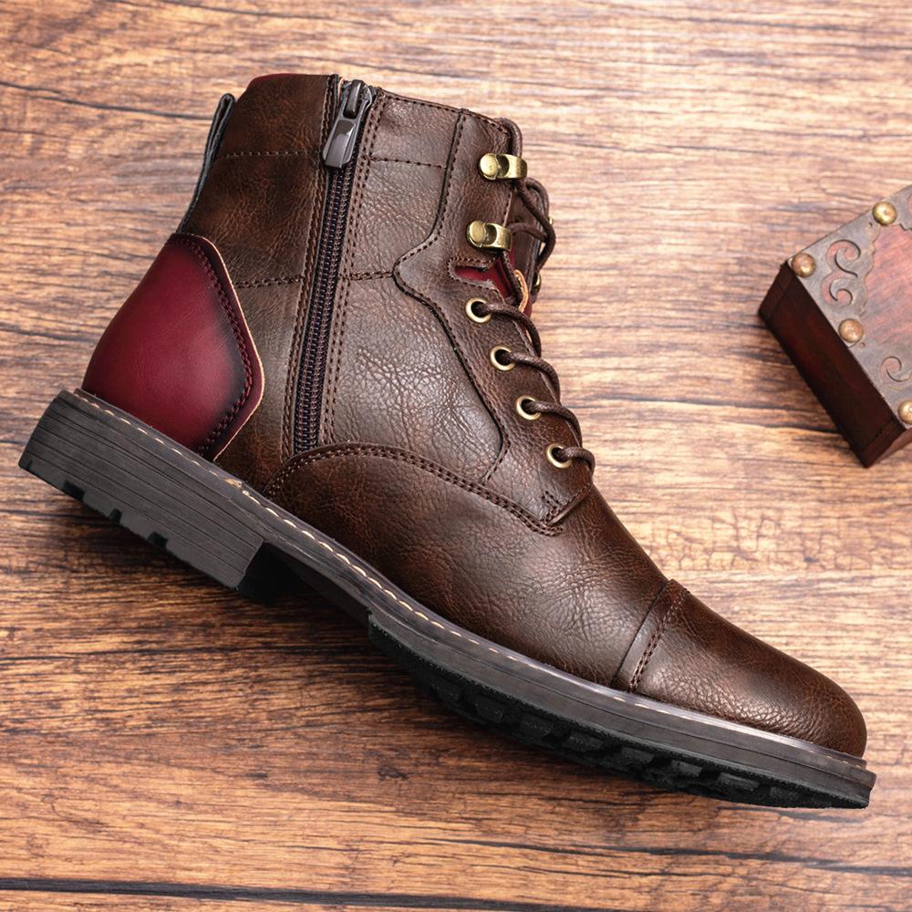 Fashion Boots Men High Top Boots High Quality Women Leather Shoes Fashion Outdoor Sneakers Men Lace Up Non-Slip Ankle Boots 2025