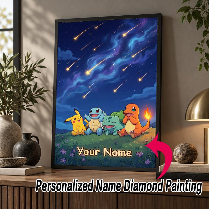 Personalized Bulbasaur Charmander Squirtle Diamond Art Custom Name 5D Diamond Painting Full Drill DIY Craft
