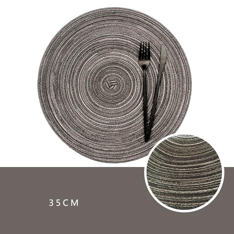 

Nordic Linen Woven Non-Slip Placemat Bowl Mat Round Cotton Yarn Table Colorful Mat Coasters Mats & Pads 35cm