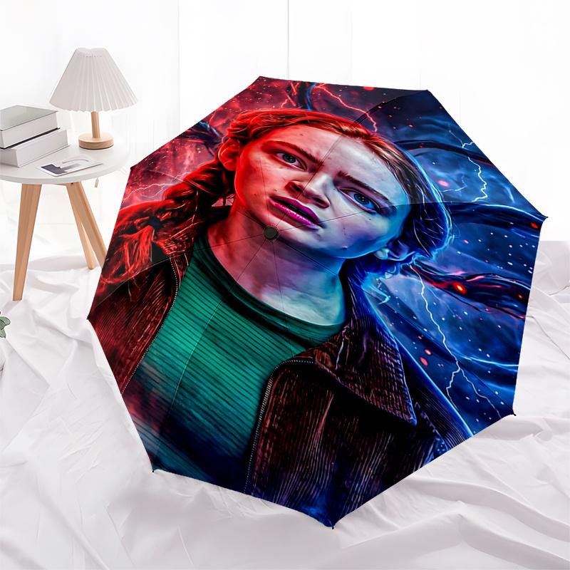 

Stranger Things Electric Energy Automatic Opening/Closing Umbrella with Foldable Design and 8 Bone Frame Perfect Gift for Fans, Travelers, a