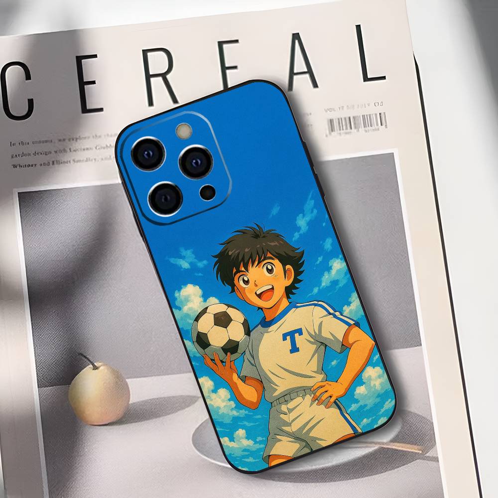 Anime C-Captain T-Tsubasa Phone Case For iPhone 17,16,15,14,13,12,11 Plus,Pro Max,XS,Soft Silicone Black Cover