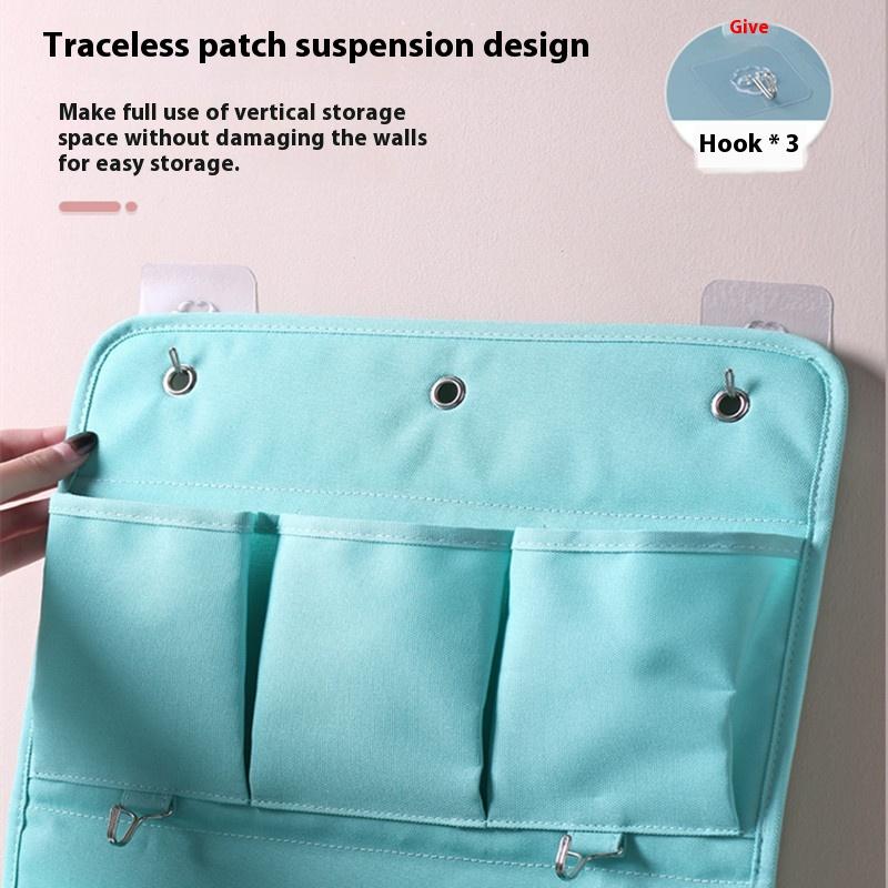 Wall-mounted Multi-functional Storage Bag Behind Door Organizer with Dividers for Student Dorm Bedroom Storage for Stationery