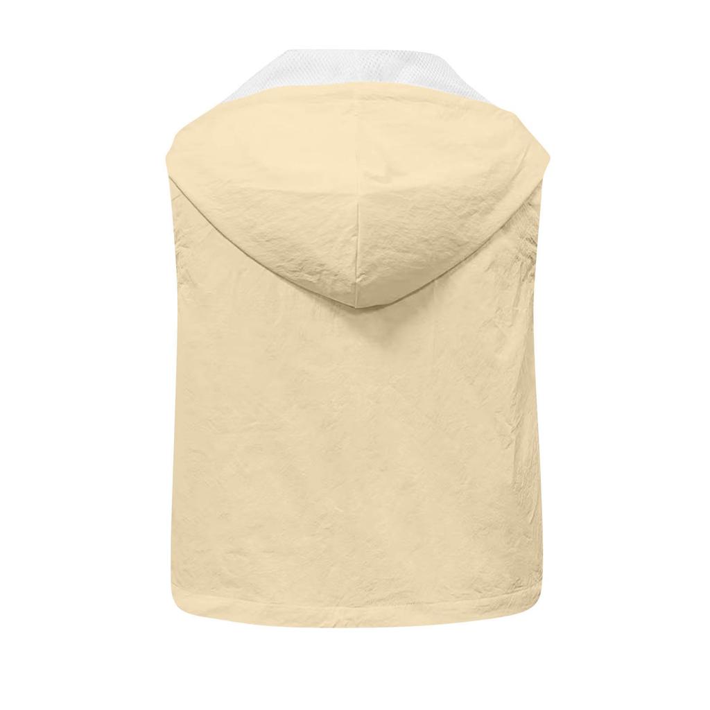 Women Sleeveless Zip Up Hooded Vest Jacket with Pockets Lightweight Casual Outerwear Drawstring Hem Design