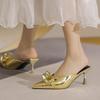 Silver Chain High Heel Baotou Sandals for Women - European & American Summer 2023 Collection