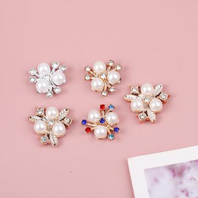 10Pcs Pearl Flower  Buttons Sparkling  Hairpins Diy Crafts