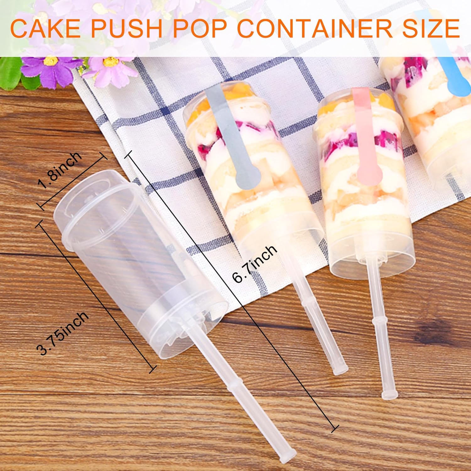 Набор из 24 контейнеров для пирожных Push Pop с крышками, Многоразовые Push Pop для пирожных, Универсальные контейнеры Push Pop для пирожных, Пластиковый пистолет-дозатор Push-up Pop для