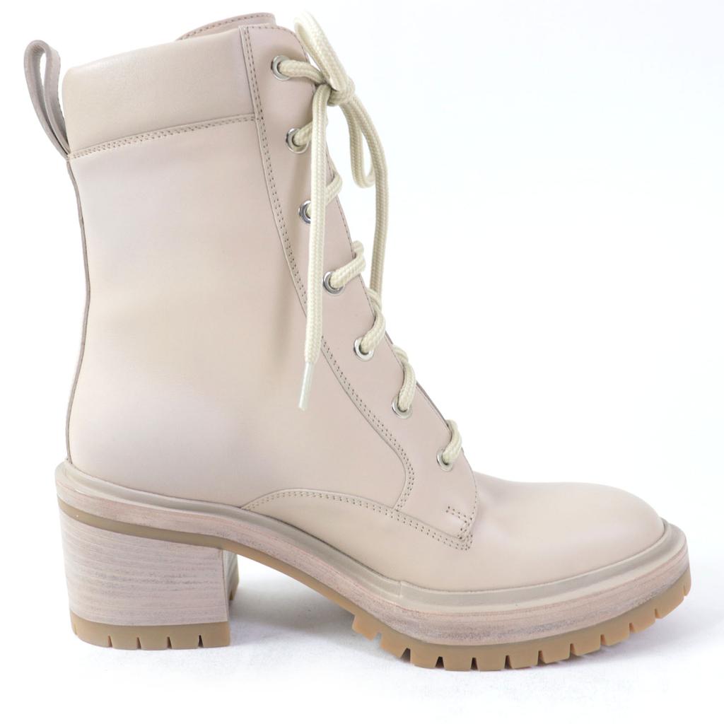 Pristine HERMES Ankle boots Lace-up Bridge pink beige leather Women 37 Used
