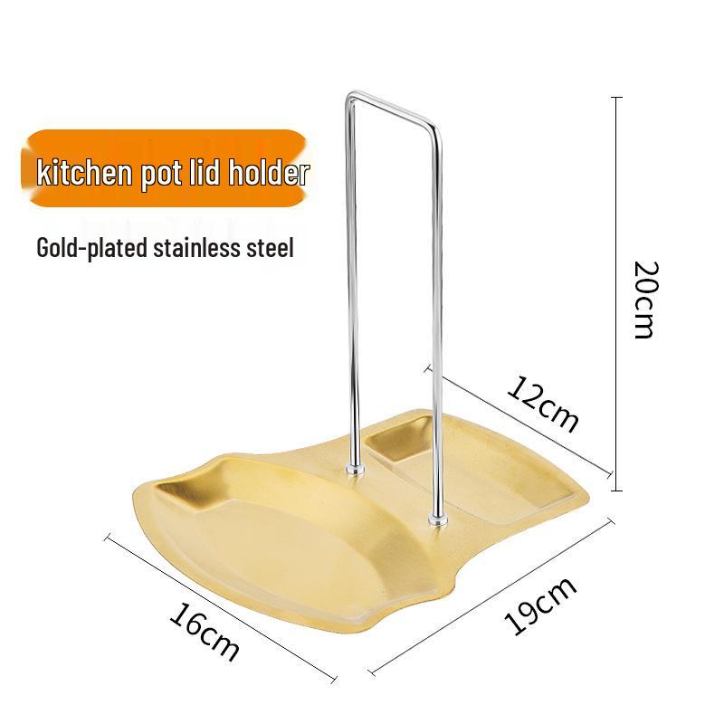 Stainless Steel Kitchen Storage Holder: Pot Lid Rack, Plate Stand, Spoon Rest.