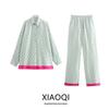 Fashion Style 2024 New Fall Women's Clothing Elegant Silk Satin Texture Print Shirt High Waist Pants 3189209