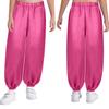 Girls Satin Bloomers Belly Dance Pants Elastic Waistband Loose Fit Solid Color Performance Outfit