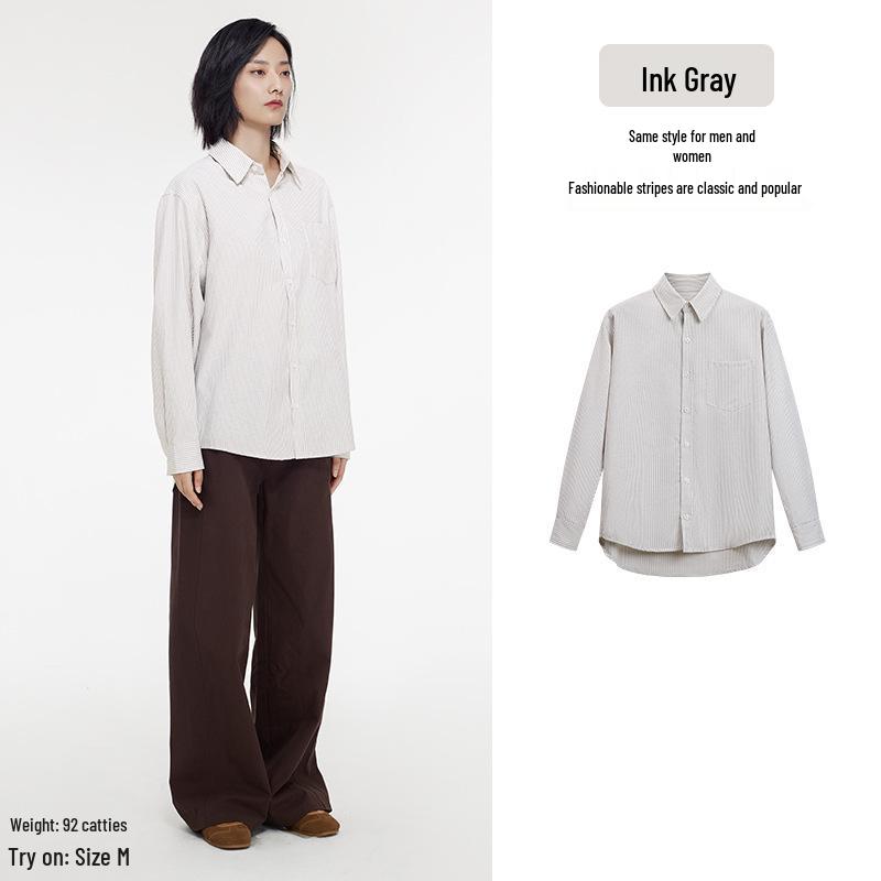 

The Aesthetics of Cotton 2024 Women s Blue Striped Versatile Cardigan Shirt 2XL (150-170 jin)