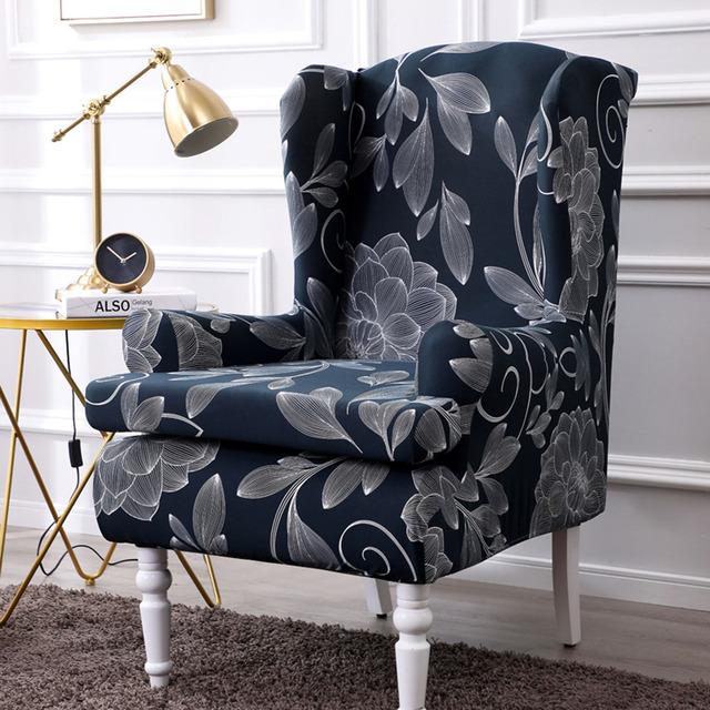 Sell -Nordic 2pc /Set Arm King Back Sofa Chair Cover Elastic Armchair Wingback Wing Dining Sofa Back Chair Cover Stretch Protector