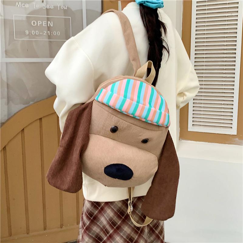 2025 Large Korean Style Backpack with Cute Cartoon Dog Design for Students