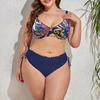2 Teile/satz Frauen Bikini Druck Einstellbar Plus Vintage Muster Größe Sling Split Badeanzug für Urlaub