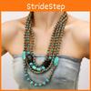 Vintage Wooden Beaded Necklace With Geometric Pendant For Women Winter Fashion