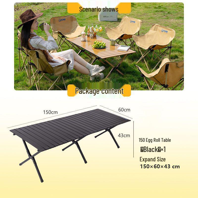 Tragbares faltbares Campingtisch- und Mondstuhlsset mit aufrollbarem Tisch