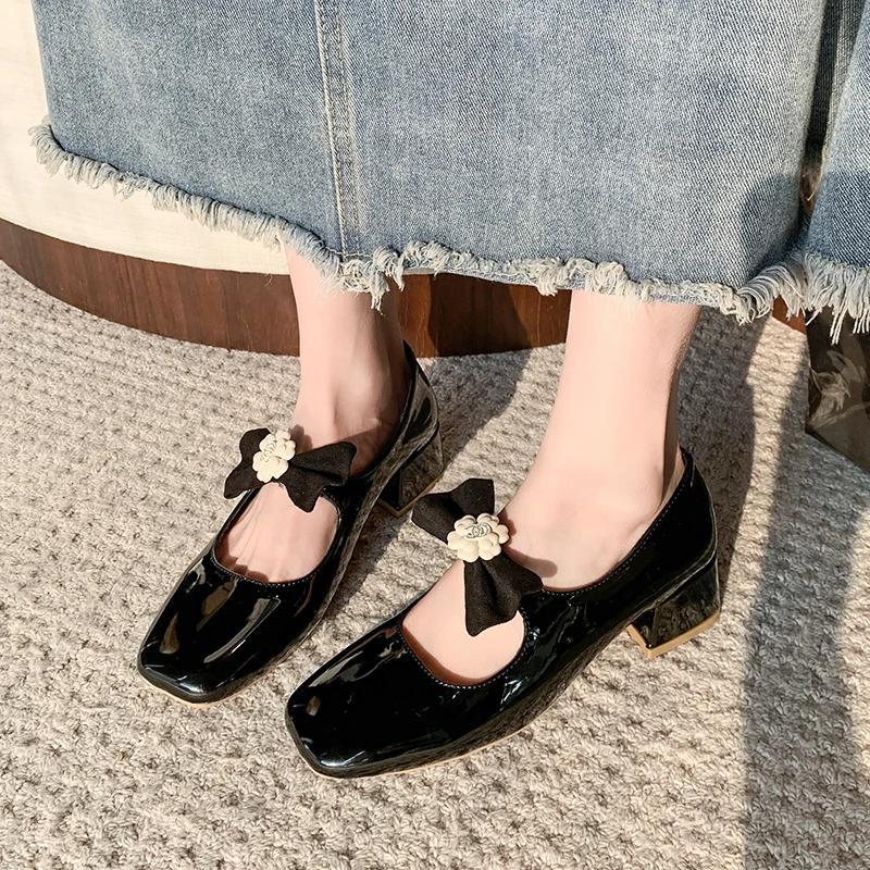 Fashion Mary Jane Shoes Square Heel Slip-On Women's High Heels Round Toe Soft Sole Shoes for Women Casual Comfort Heels Zapatos De Mujer