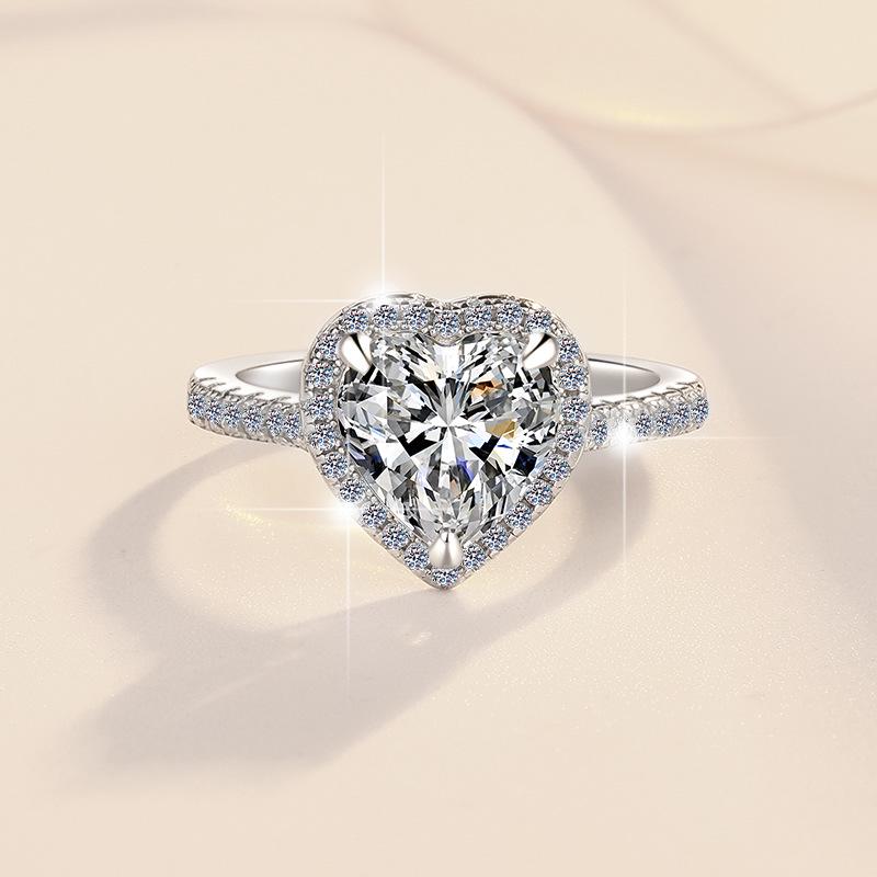 

Women s Heart-Shaped Moissanite Wedding Ring, High-End s925 Sterling Silver Adjustable