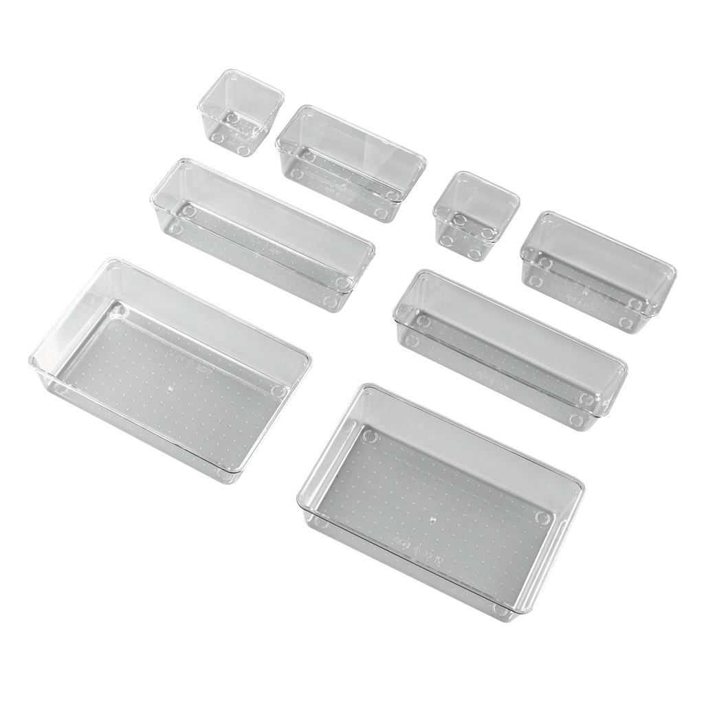 Clear Plastic Storage Box PS 8PCS Stratified Storage Stackable Clear Organizer Box for Jewelry Craft Tackles Tools
