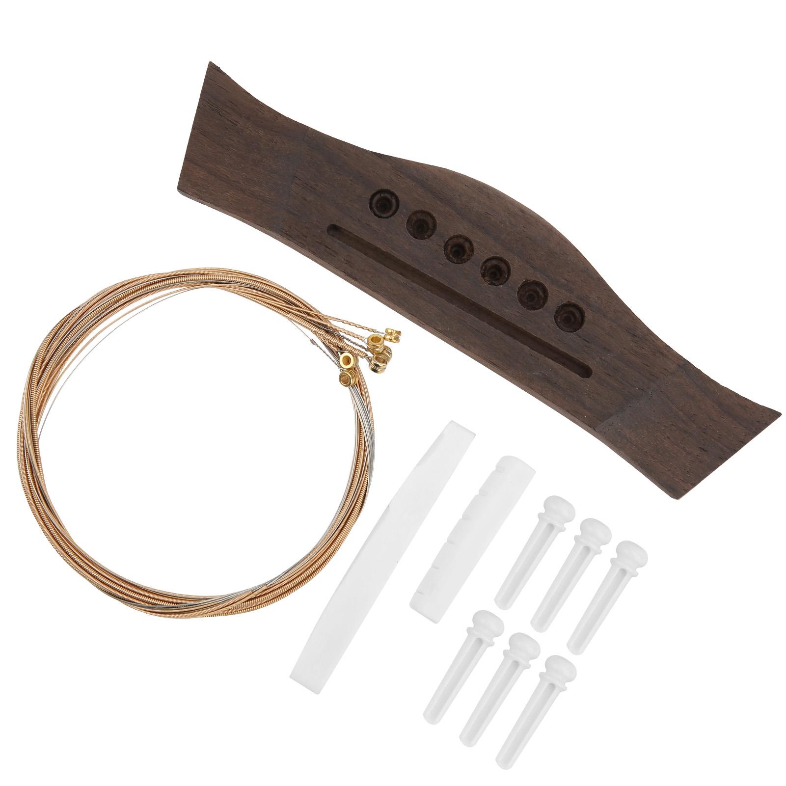 Guitar Bridge Set String Stud Bovine Bone Nut Saddle Stringed Instrument Replacement Parts