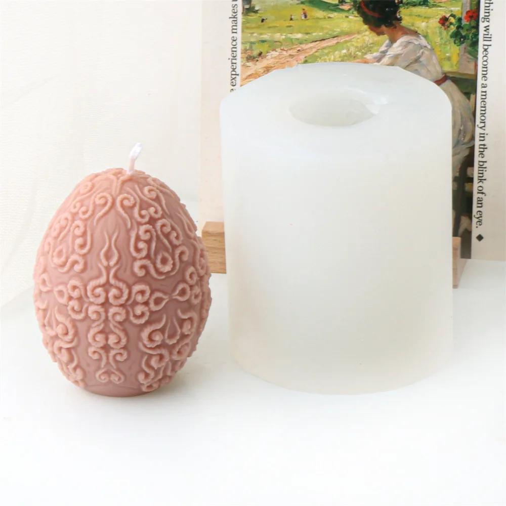 DIY Rattan relief Easter egg candle silicone mold lace flower pattern egg candle mold cloud relief egg resin mold christmas gift