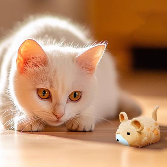 Electric Fake Rat Cat Toy Interactive Electronic Realistic Plush Mouse Toy Automatic Moving Kitten Self Play Exercise Toy for Indoor Cats