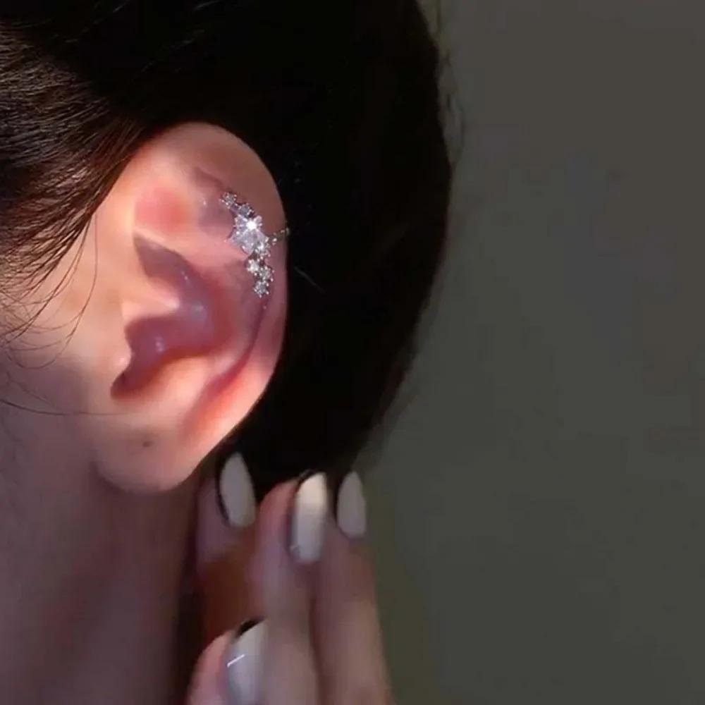 1PCS Piercing Ear Cuff Satr Earrings for Women 1PC Silver Color Crystal Earclip Orbital Non Pierced Earing Fashion Jewelry