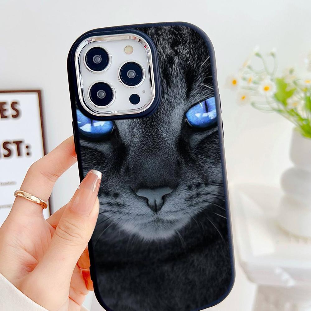 LZ3 Black Cat Green Eyes Soft Phone Case for Samsung S24 Ultra S23 Plus S21 FE A16 A54 A52 A06 Infinix Hot 40 30i Lens Protection Shockproof Cover