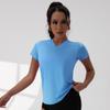 2025 Women's Sporty Casual V-Neck Short-Sleeve Solid Color Yoga Pullover Top